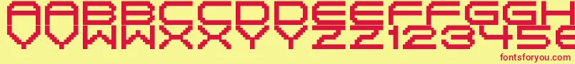 BirdyNo2-fontti – punaiset fontit keltaisella taustalla