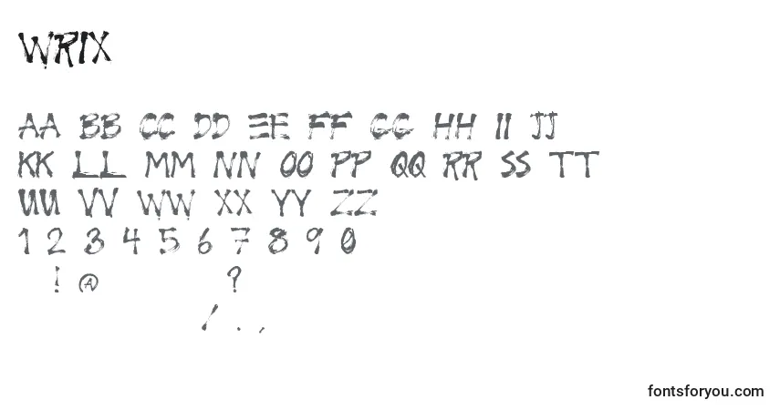 Czcionka Wrix – alfabet, cyfry, specjalne znaki