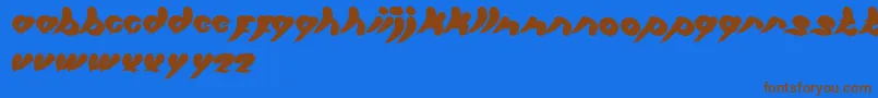 フォントLetItBe – 茶色の文字が青い背景にあります。