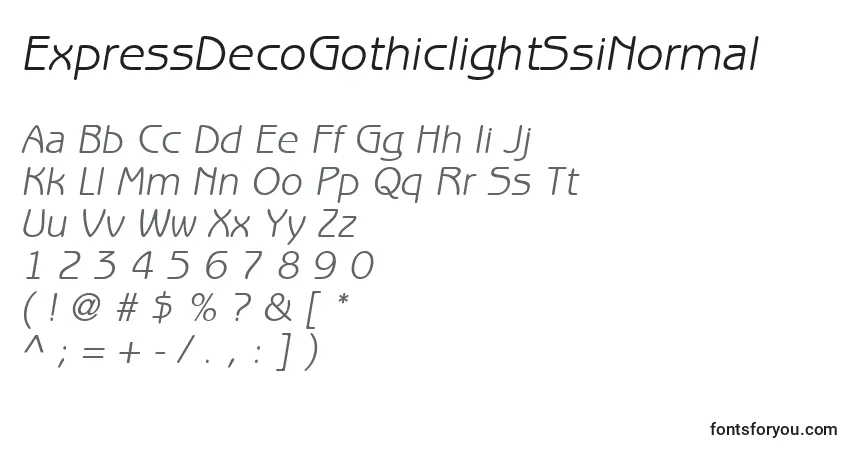 A fonte ExpressDecoGothiclightSsiNormal – alfabeto, números, caracteres especiais