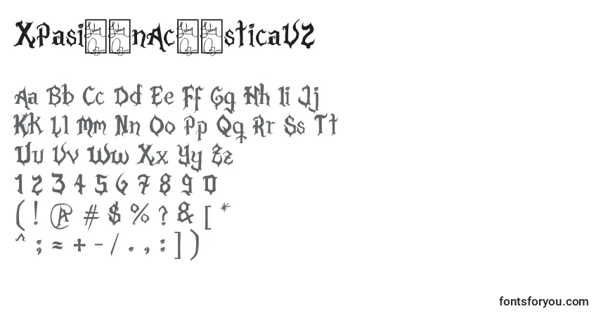 A fonte XPasiРІnAcРіsticaV2 – alfabeto, números, caracteres especiais