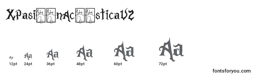 Größen der Schriftart XPasiРІnAcРіsticaV2