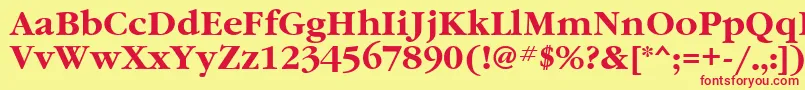 GaramondtttBold-fontti – punaiset fontit keltaisella taustalla