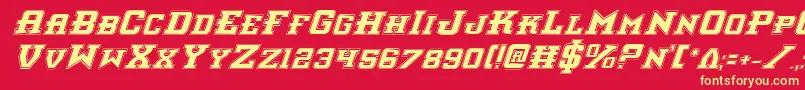 フォントInterceptorProItalic – 黄色の文字、赤い背景
