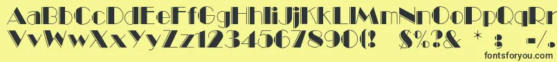 Bummetengraved-fontti – mustat fontit keltaisella taustalla