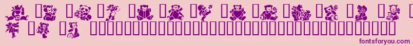 Teddybears2-Schriftart – Violette Schriften auf rosa Hintergrund