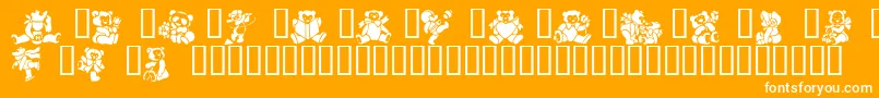 Teddybears2-Schriftart – Weiße Schriften auf orangefarbenem Hintergrund