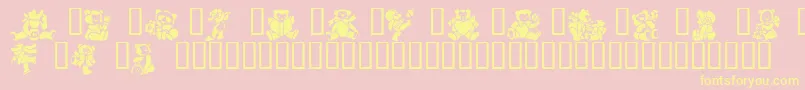 Teddybears2-Schriftart – Gelbe Schriften auf rosa Hintergrund