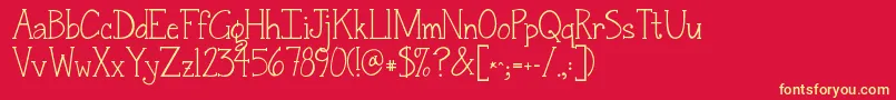 Fonte Jandasnickerdoodleserif – fontes amarelas em um fundo vermelho