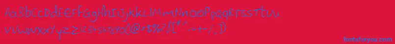 Lewishand-Schriftart – Blaue Schriften auf rotem Hintergrund