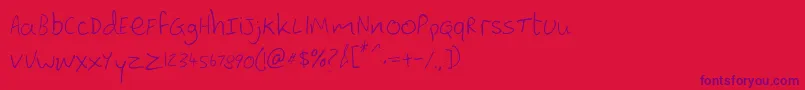 Lewishand Font – Purple Fonts on Red Background