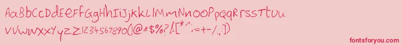 フォントLewishand – ピンクの背景に赤い文字