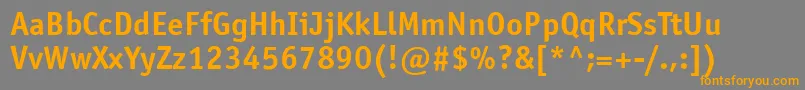 OfficinasansmaccttBoldフォントについての詳細 フォントOfficinasansmaccttBold – オレンジの文字は灰色の背景にあります。