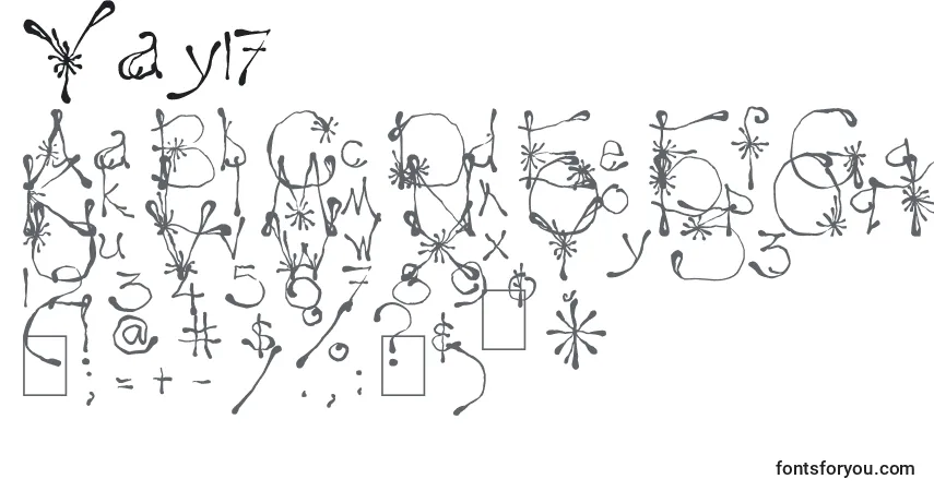 Schriftart Yay17 – Alphabet, Zahlen, spezielle Symbole