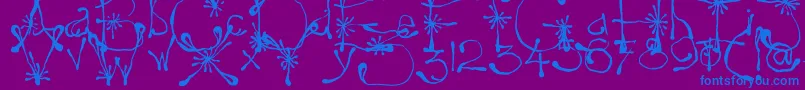 Yay17-Schriftart – Blaue Schriften auf violettem Hintergrund