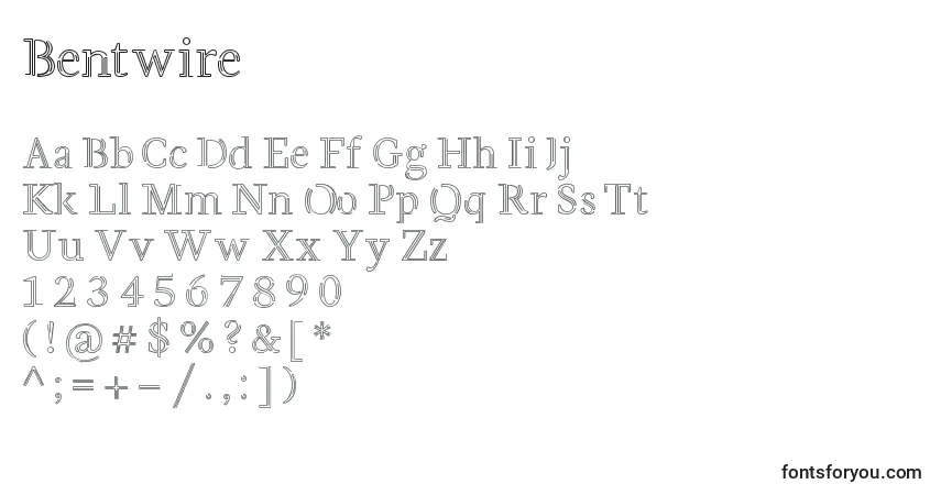 A fonte Bentwire – alfabeto, números, caracteres especiais