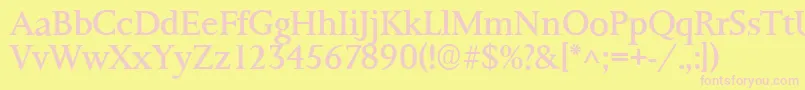 Ft8rRoman-fontti – vaaleanpunaiset fontit keltaisella taustalla