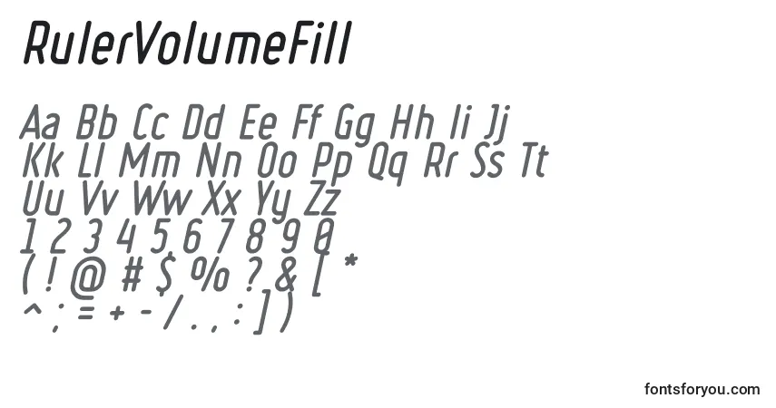 A fonte RulerVolumeFill – alfabeto, números, caracteres especiais