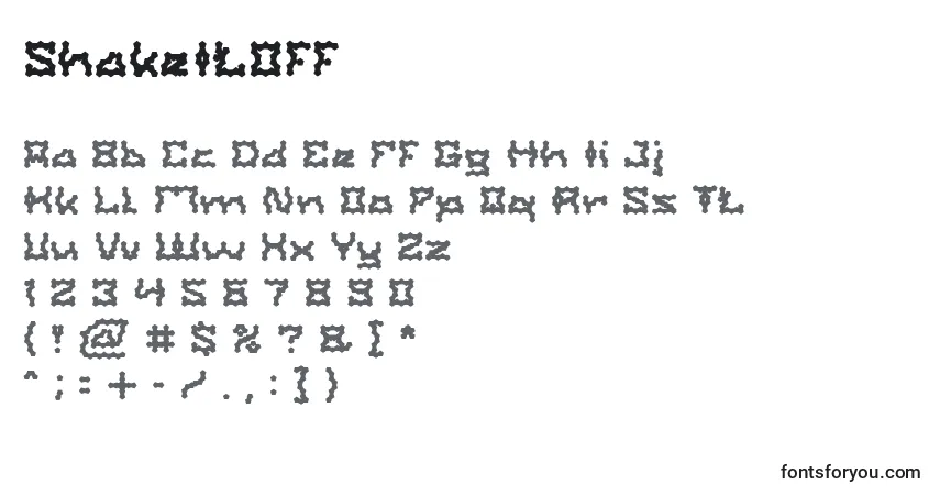 Fuente ShakeItOff - alfabeto, números, caracteres especiales