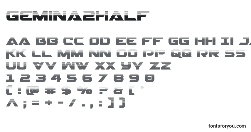 A fonte Gemina2half – alfabeto, números, caracteres especiais