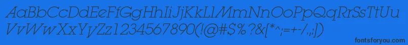 LugaextralightadcItalic Font – Black Fonts on Blue Background