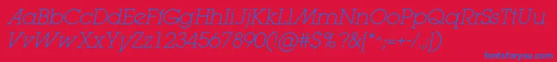 LugaextralightadcItalic Font – Blue Fonts on Red Background