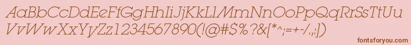 LugaextralightadcItalic Font – Brown Fonts on Pink Background