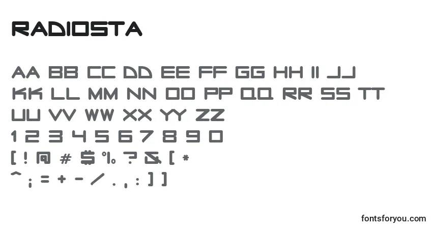 Schriftart Radiosta – Alphabet, Zahlen, spezielle Symbole