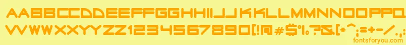 Radiosta-Schriftart – Orangefarbene Schriften auf gelbem Hintergrund