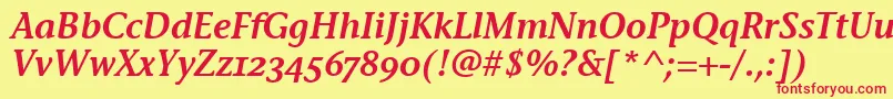 フォントStoneInfSemOsItcTtSemiita – 赤い文字の黄色い背景