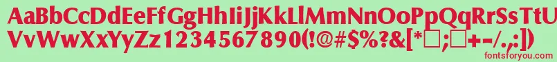 FerruledisplaysskRegular-Schriftart – Rote Schriften auf grünem Hintergrund