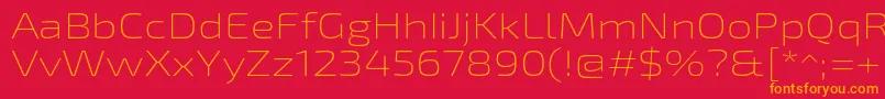 Exo2Extralightexpanded-Schriftart – Orangefarbene Schriften auf rotem Hintergrund