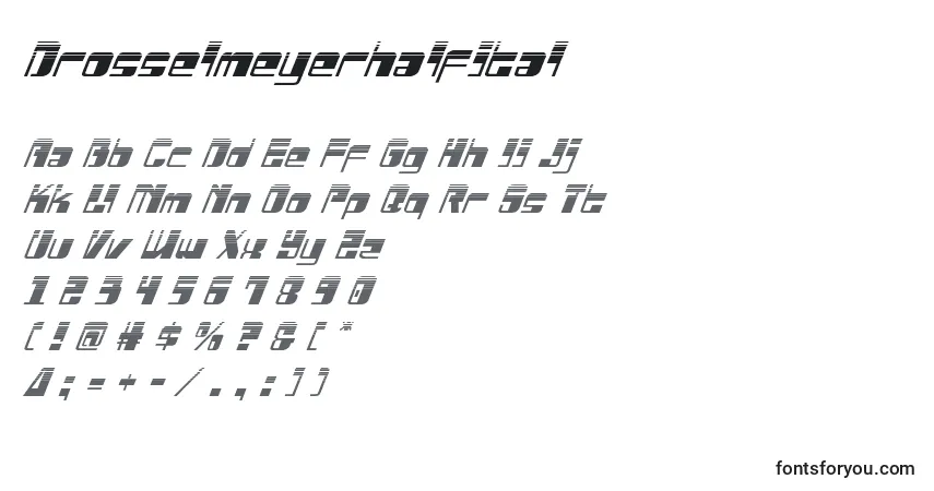 A fonte Drosselmeyerhalfital – alfabeto, números, caracteres especiais