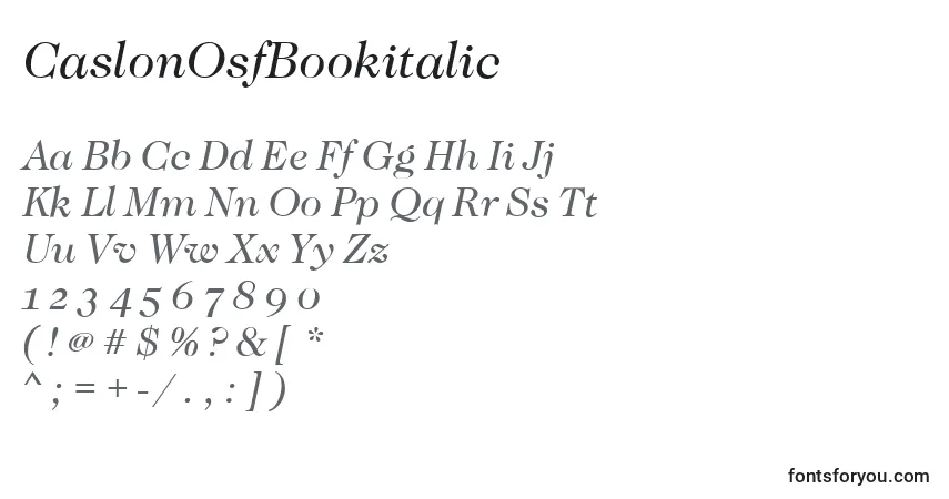 CaslonOsfBookitalic-fontti – aakkoset, numerot, erikoismerkit