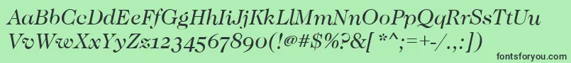CaslonOsfBookitalic-fontti – mustat fontit vihreällä taustalla