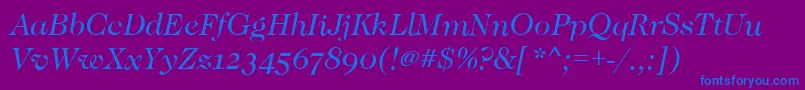 CaslonOsfBookitalic Font – Blue Fonts on Purple Background