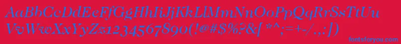 CaslonOsfBookitalic-fontti – siniset fontit punaisella taustalla
