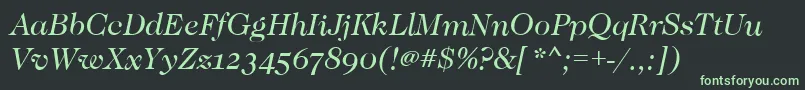 フォントCaslonOsfBookitalic – 黒い背景に緑の文字
