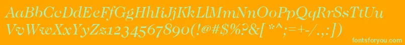 CaslonOsfBookitalic Font – Green Fonts on Orange Background