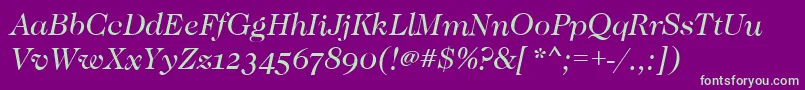 CaslonOsfBookitalic Font – Green Fonts on Purple Background