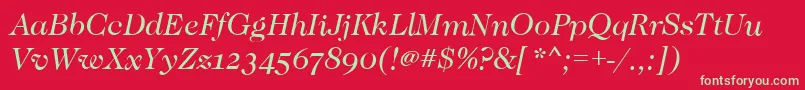 CaslonOsfBookitalic Font – Green Fonts on Red Background