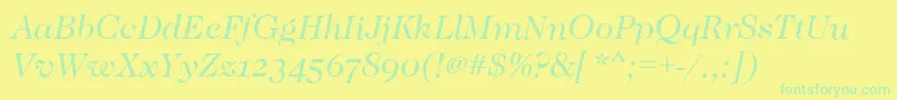 CaslonOsfBookitalic Font – Green Fonts on Yellow Background