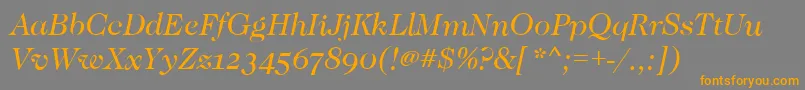 CaslonOsfBookitalic-fontti – oranssit fontit harmaalla taustalla