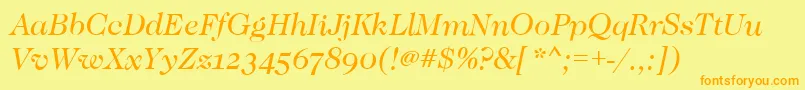 CaslonOsfBookitalic Font – Orange Fonts on Yellow Background