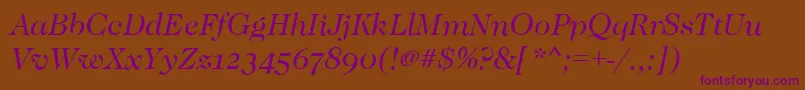 CaslonOsfBookitalic-Schriftart – Violette Schriften auf braunem Hintergrund