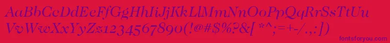 CaslonOsfBookitalic-Schriftart – Violette Schriften auf rotem Hintergrund