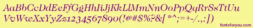 CaslonOsfBookitalic Font – Purple Fonts on Yellow Background