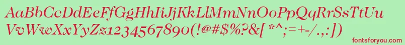 CaslonOsfBookitalic Font – Red Fonts on Green Background