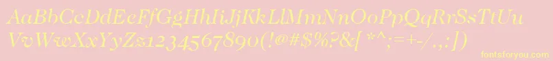 CaslonOsfBookitalic-Schriftart – Gelbe Schriften auf rosa Hintergrund