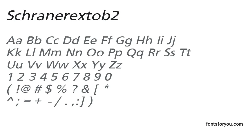 Schriftart Schranerextob2 – Alphabet, Zahlen, spezielle Symbole